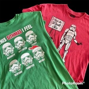 Star Wars Christmas Tee Shirts Lot of 02 Size Large